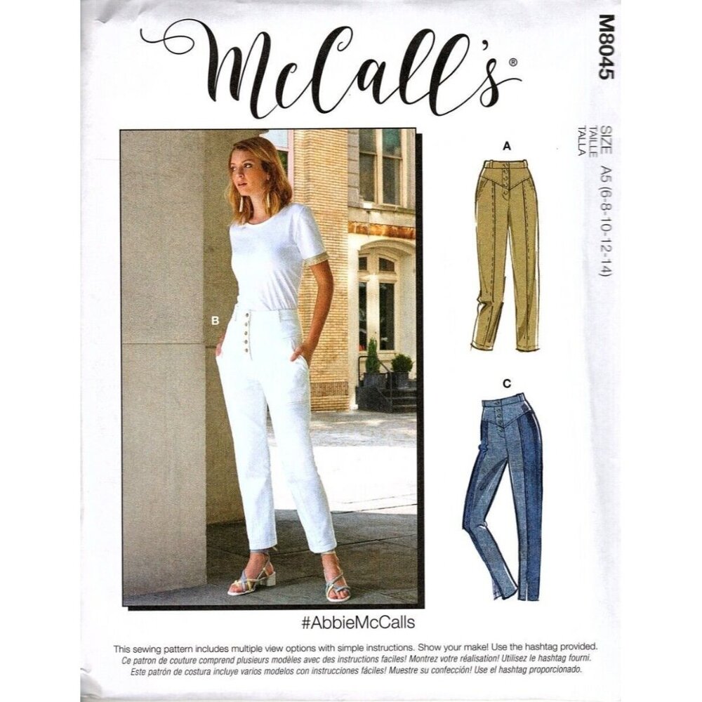 McCall's M8045 Misses 6 to 14 High Waisted Pants Uncut Sewing Pattern New